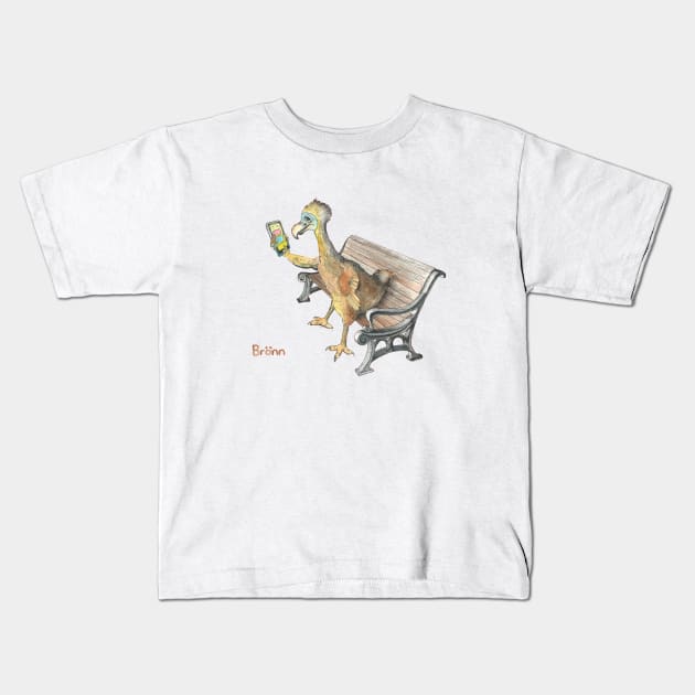 Dodo checks his phone Kids T-Shirt by The Dodo Gallery